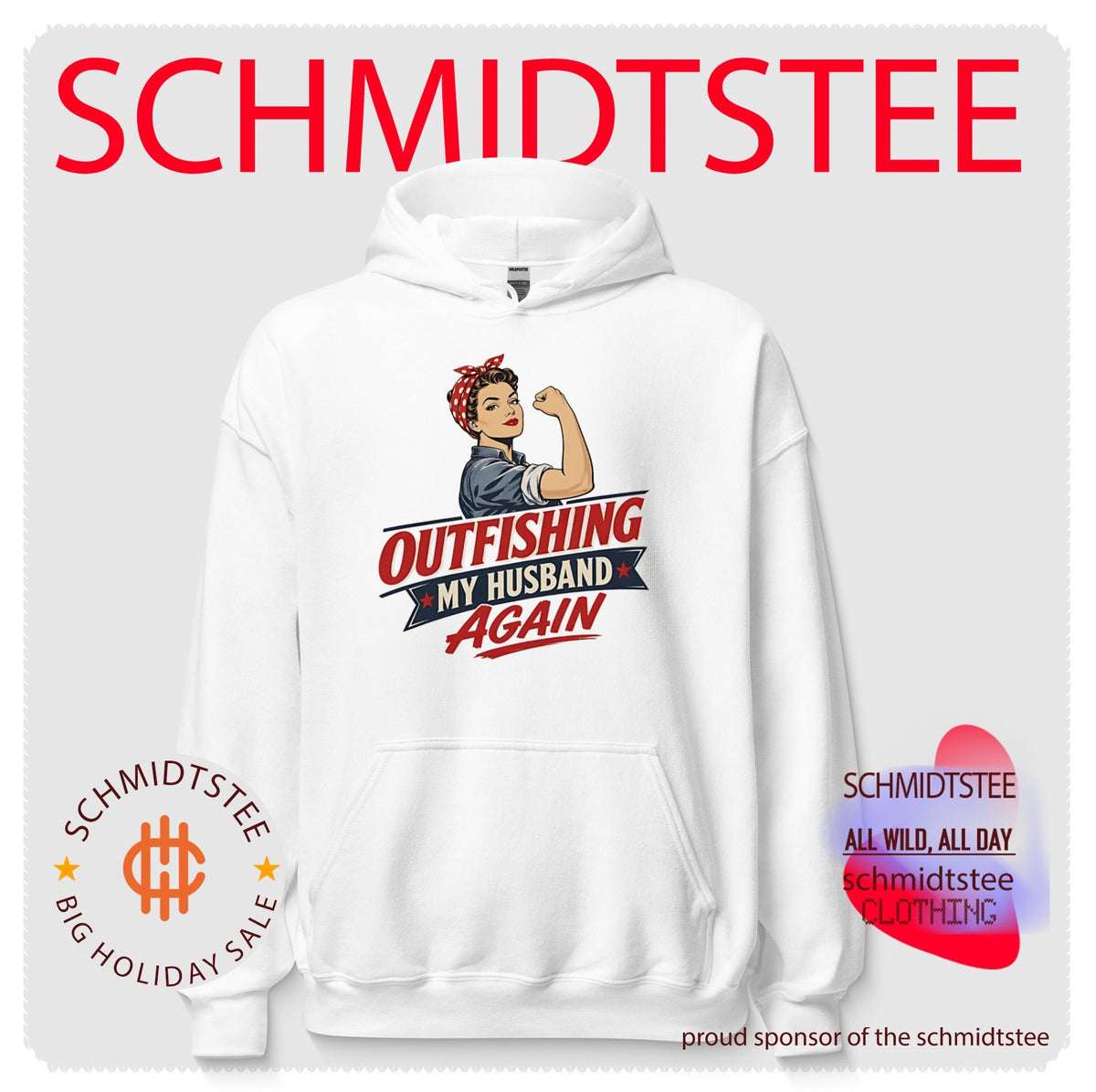 Outfishing My Husband Again Retro Pin-Up Girl Fishing shirt