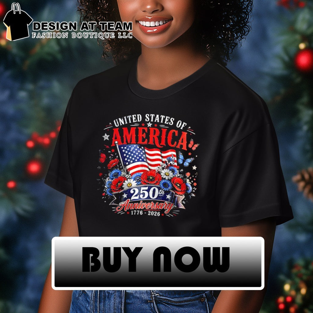 Patriotic floral United States of America 250th Anniversary 1776 2026 4th of July shirt