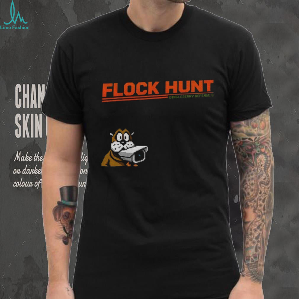 Pixelated Canine Security Camera Monitoring Flock Hunt Dingleberry Defense Shirt