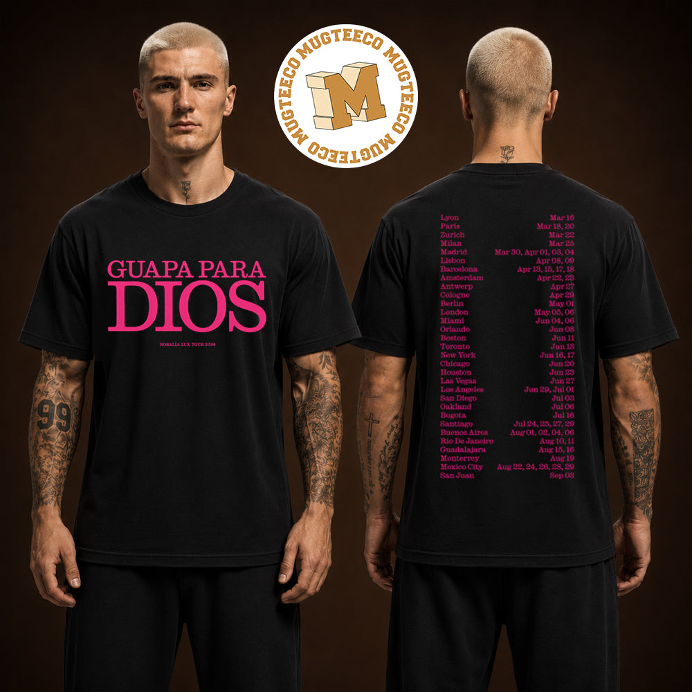 Rosalia Guapa Para Dios Tour 2026 Black Two Sided Unisex T Shirt