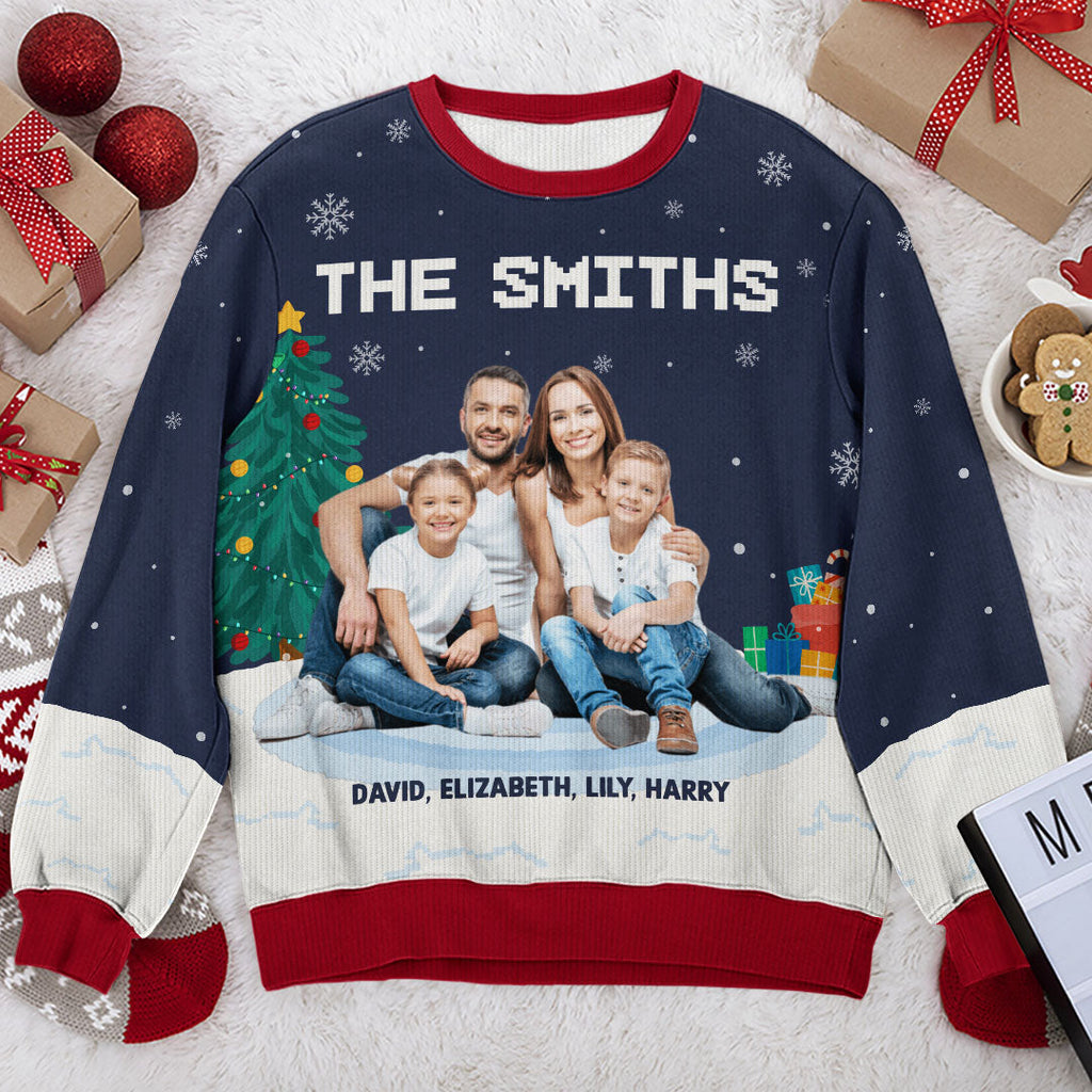 Custom Photo Best Family Ever - Family Personalized Custom Ugly Sweatshirt - Unisex Wool Jumper - Christmas Gift For Family
