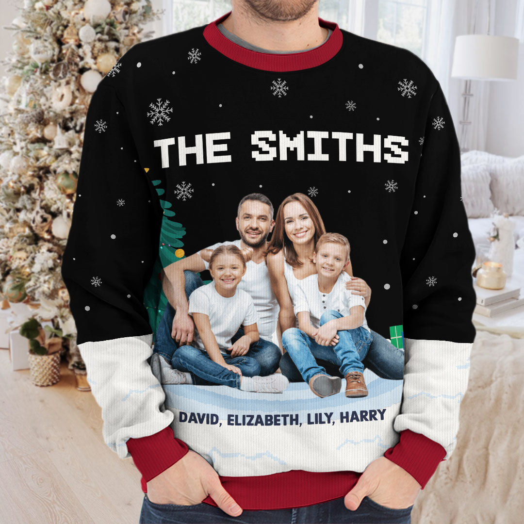Custom Photo Best Family Ever - Family Personalized Custom Ugly Sweatshirt - Unisex Wool Jumper - Christmas Gift For Family
