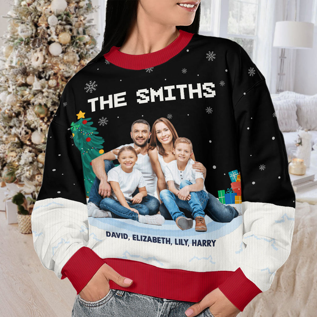 Custom Photo Best Family Ever - Family Personalized Custom Ugly Sweatshirt - Unisex Wool Jumper - Christmas Gift For Family