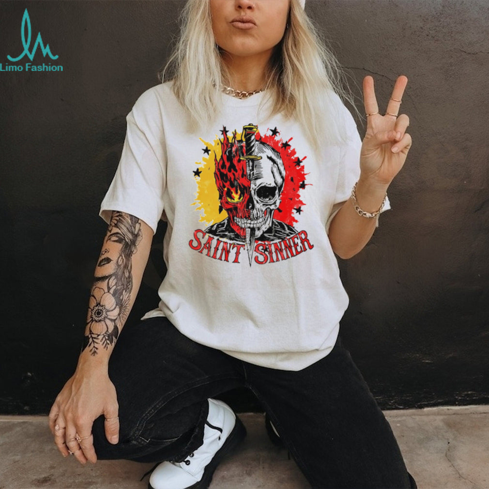 Saint Sinner Skull with Dagger Gothic Dark Art shirt