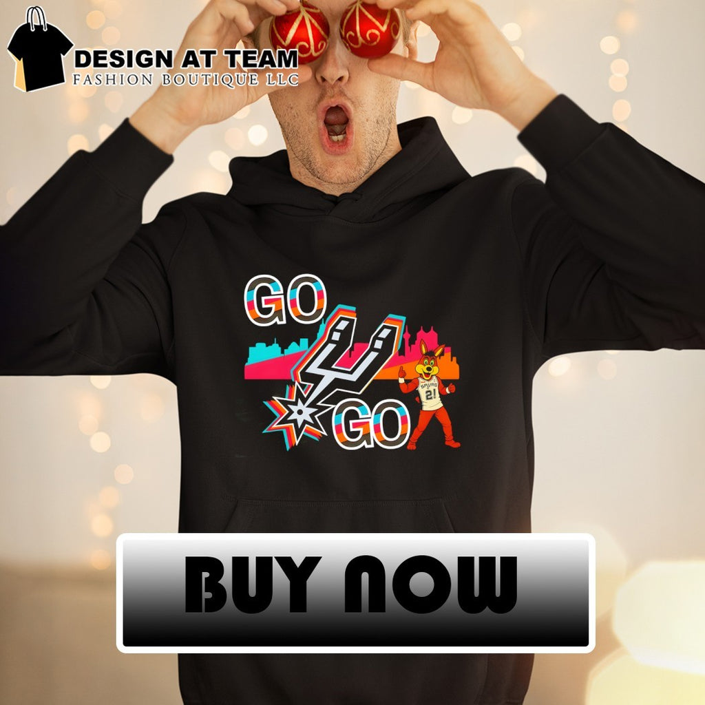 San Antonio Spurs Coyote basketball mascot illustration with Go Go team logo shirt
