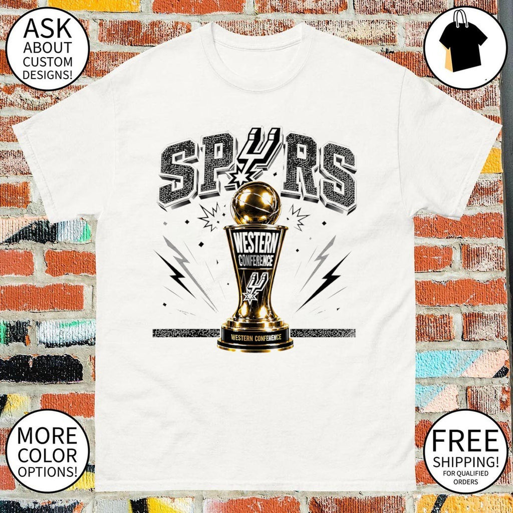 San Antonio Spurs Western Conference trophy basketball gold logo team apparel shirt