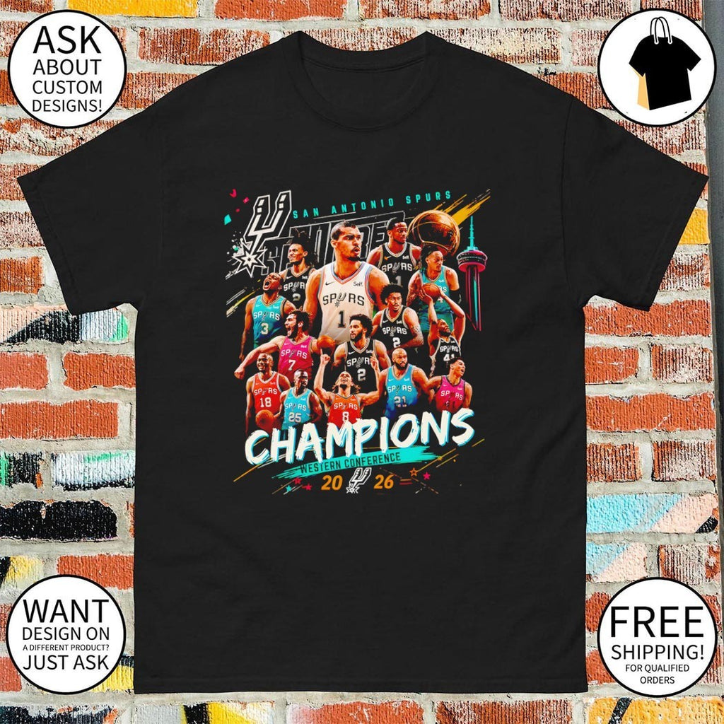 San Antonio Spurs basketball players Western Conference Champions 2026 shirt