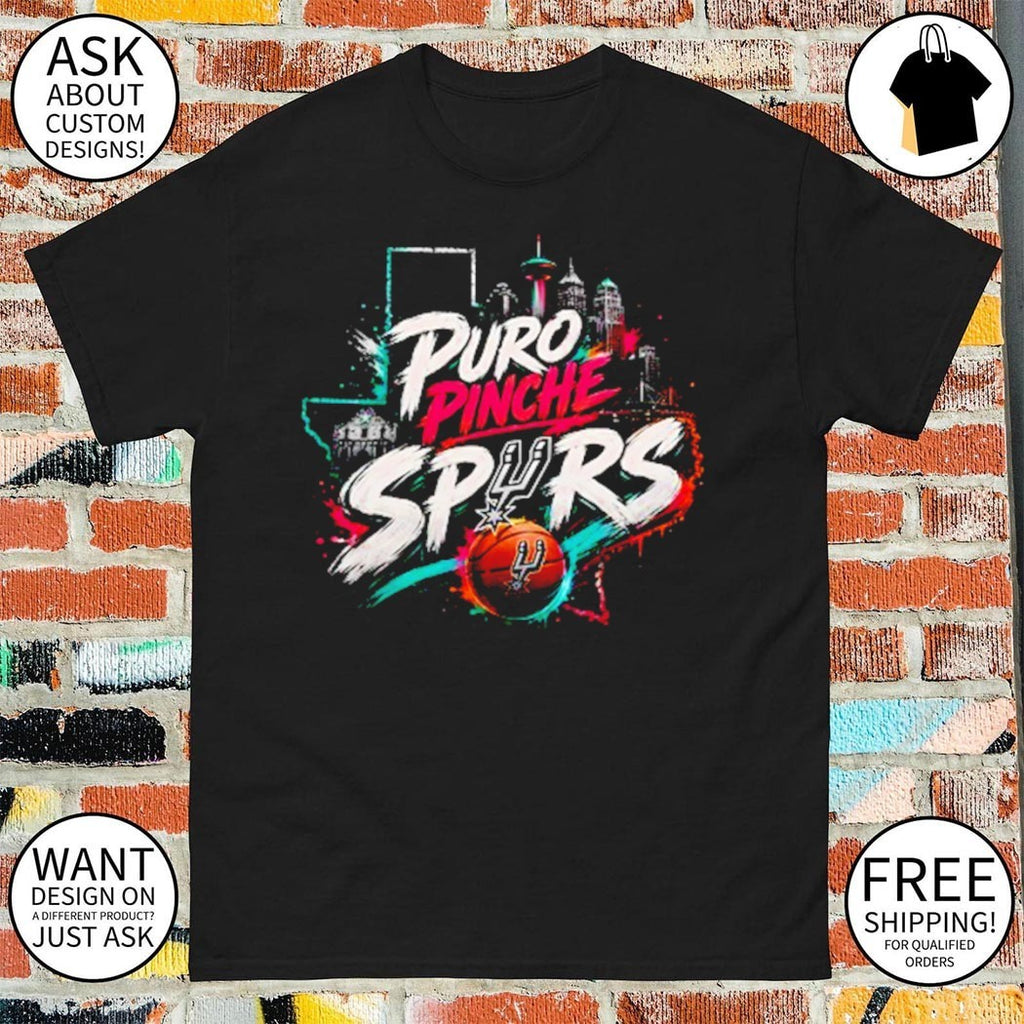 San Antonio basketball team Puro Pinche Spurs Texas Alamo skyline jersey cotton shirt