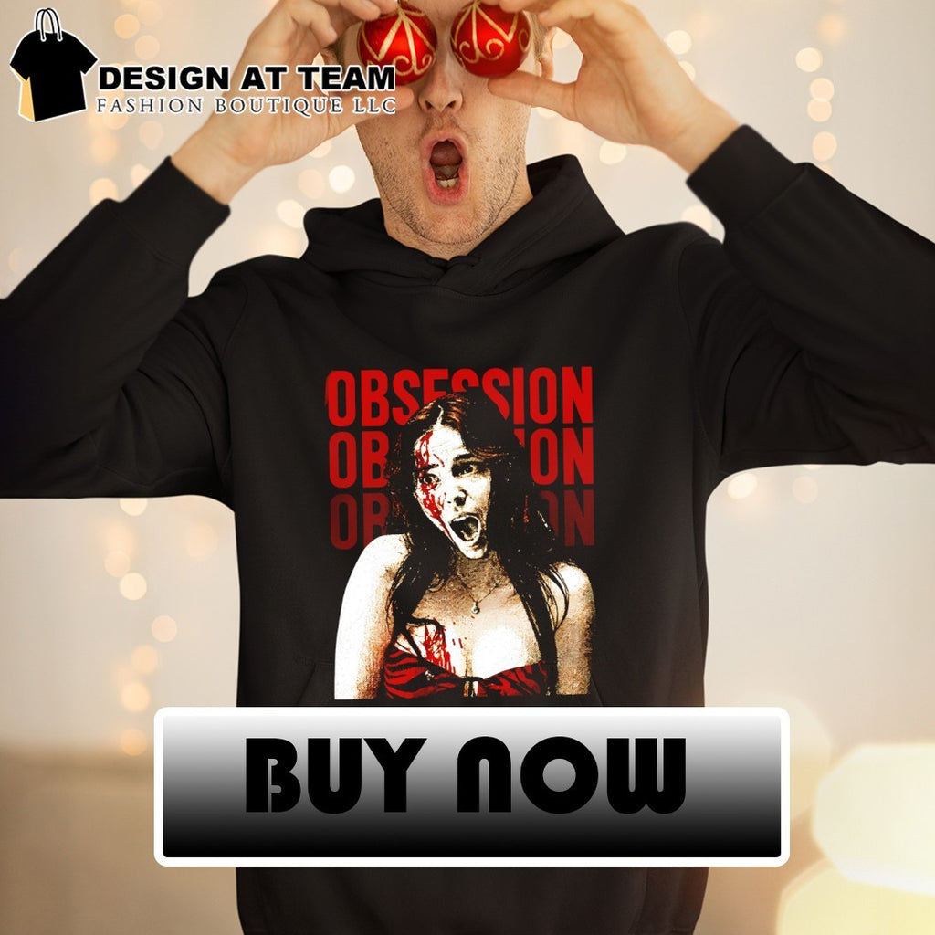 Screaming woman bloody tiger print top Obsession repeated text design shirt