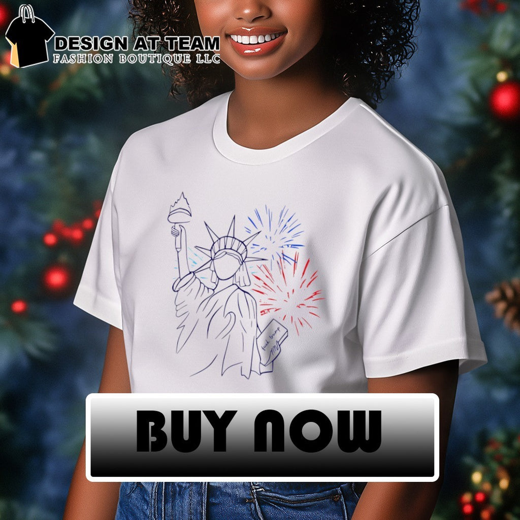 Statue of Liberty Patriotic Feminist Fireworks Fuck Trump 4th of July shirt