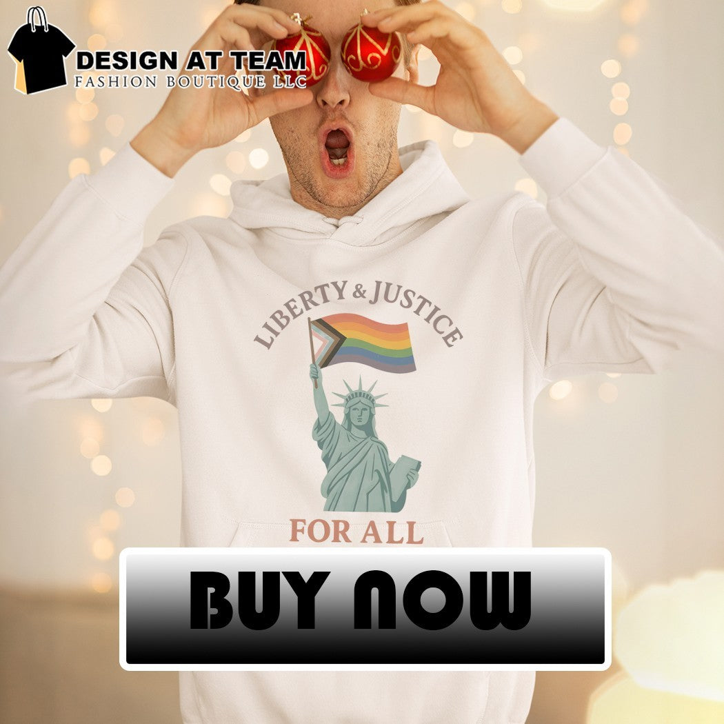 Statue of Liberty Pride flag with the words liberty and justice for all LGBT shirt