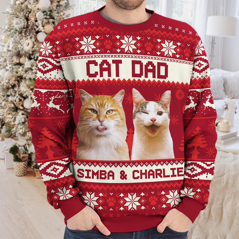 Custom Photo Busy Being A Cat Mama - Cat Personalized Custom Ugly Sweatshirt - Unisex Wool Jumper - Christmas Gift For Mom, Cat Lovers