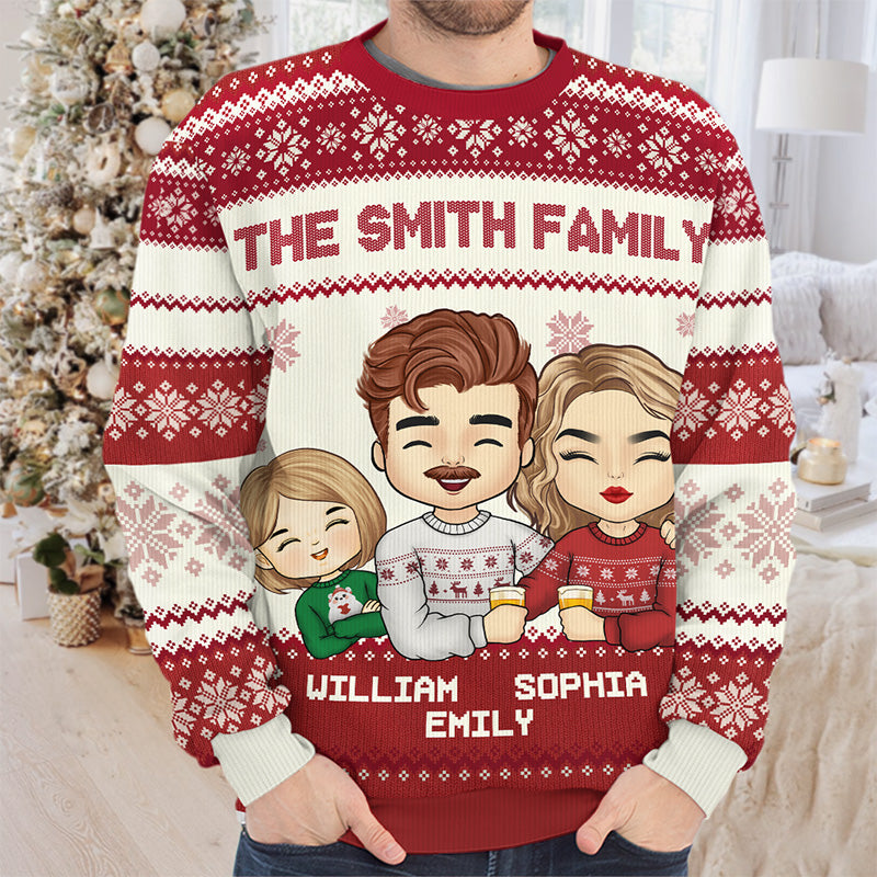 Best Family Ever - Family Personalized Custom Ugly Sweatshirt - Unisex Wool Jumper - Christmas Gift For Family