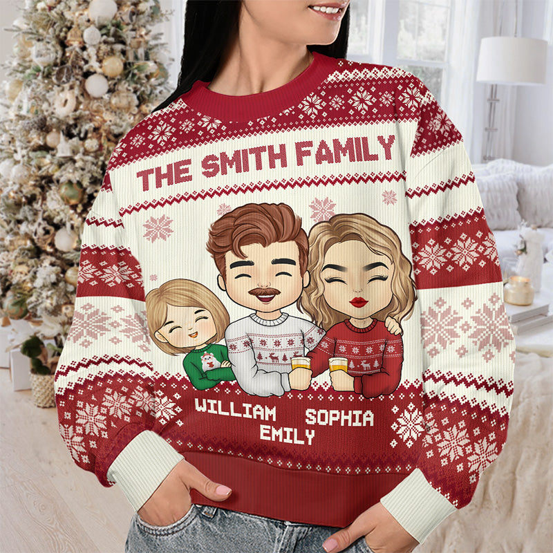 Best Family Ever - Family Personalized Custom Ugly Sweatshirt - Unisex Wool Jumper - Christmas Gift For Family