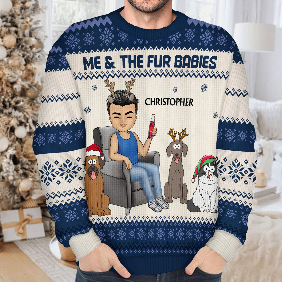 Best Dog Mom Ever Chibi - Christmas Gift For Dog Lovers, Cat Lovers - Personalized Unisex Ugly Sweater