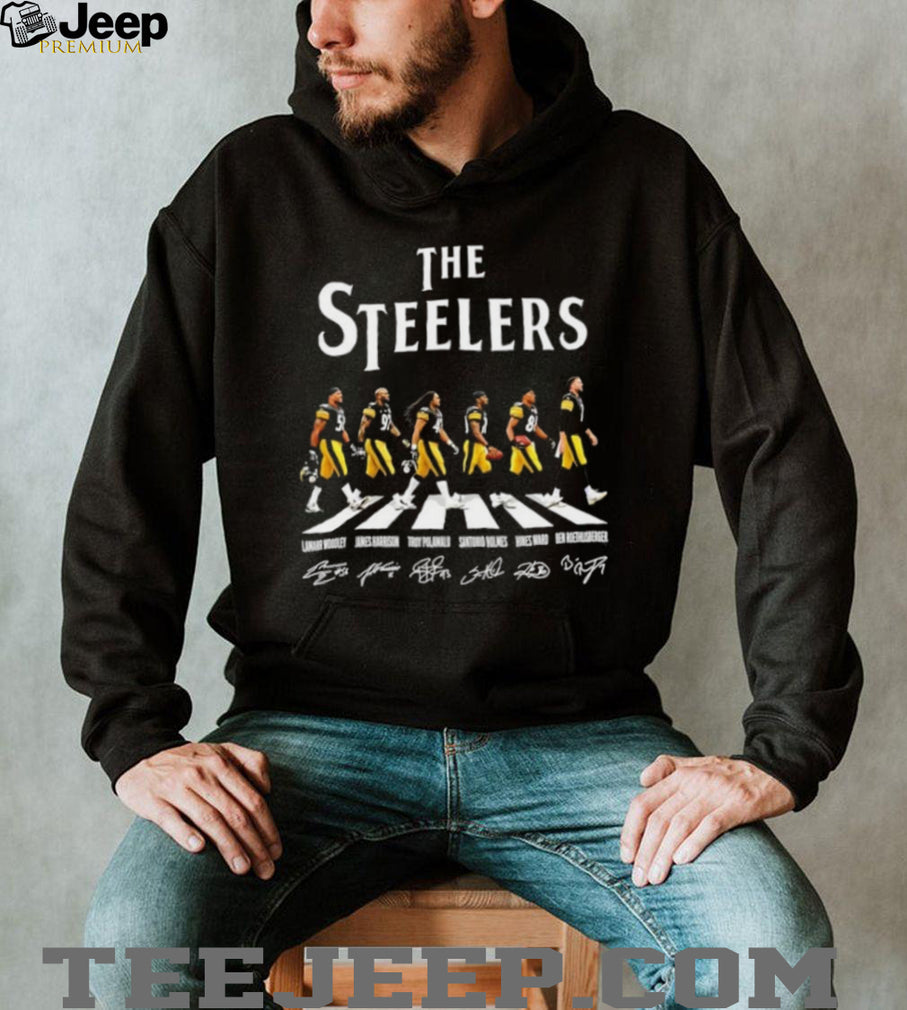 The Steelers Lamarr Woodley James Harrison Troy Polamalu Santonio Holmes Hines Ward Ben Roethlisberger signatures Shirt