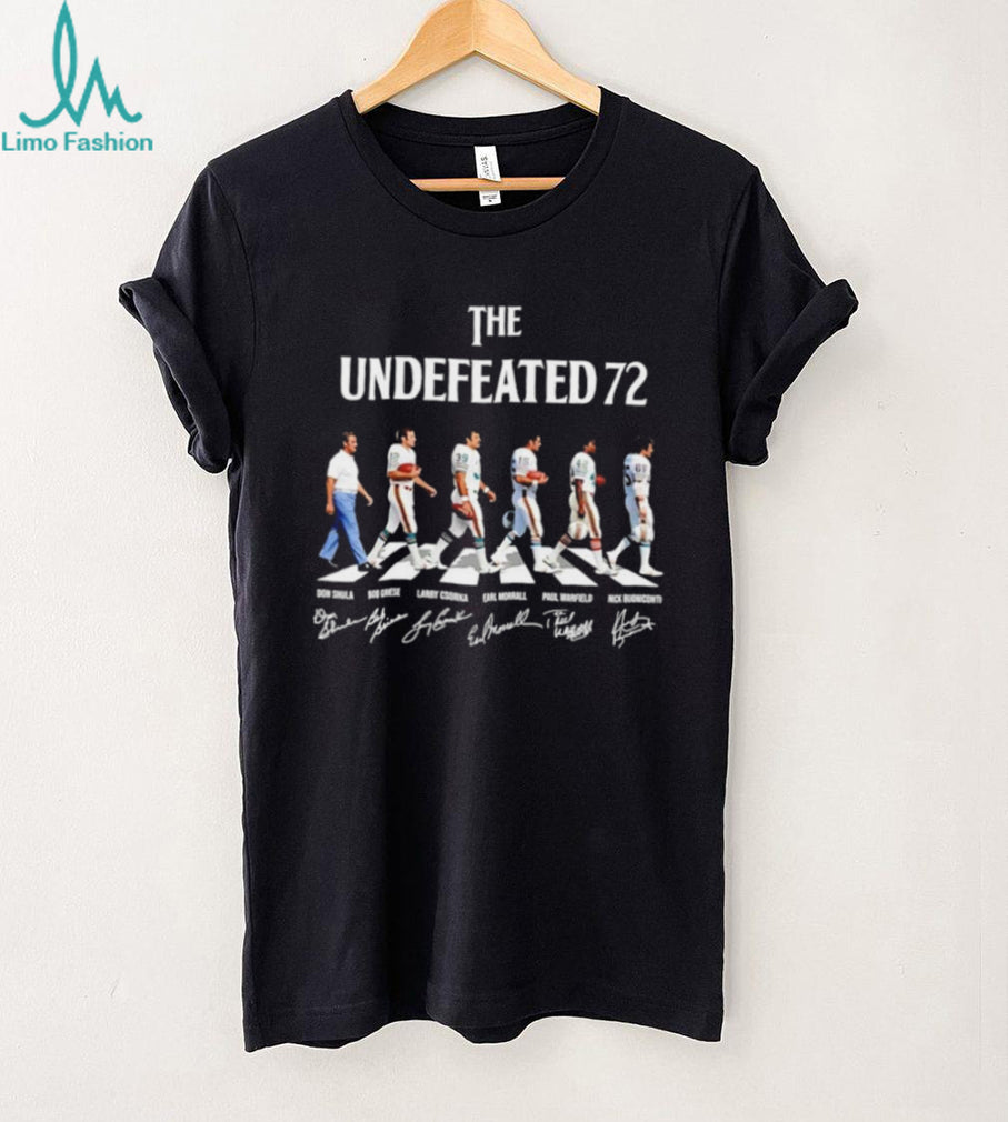 The Undefeated 72 Miami Dolphins Don Shula Bob Griese Larry Csonka Earl Morrall Paul Warfield signatures Shirt