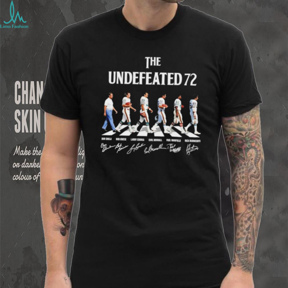 The Undefeated 72 Miami Dolphins Don Shula Bob Griese Larry Csonka Earl Morrall Paul Warfield signatures Shirt