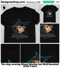 The dog wearing Miami Marlins hat MLB Baseball 2026 shirt