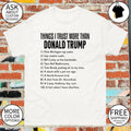 Things I trust more than Donald Trump flint Michigan tap water shirt