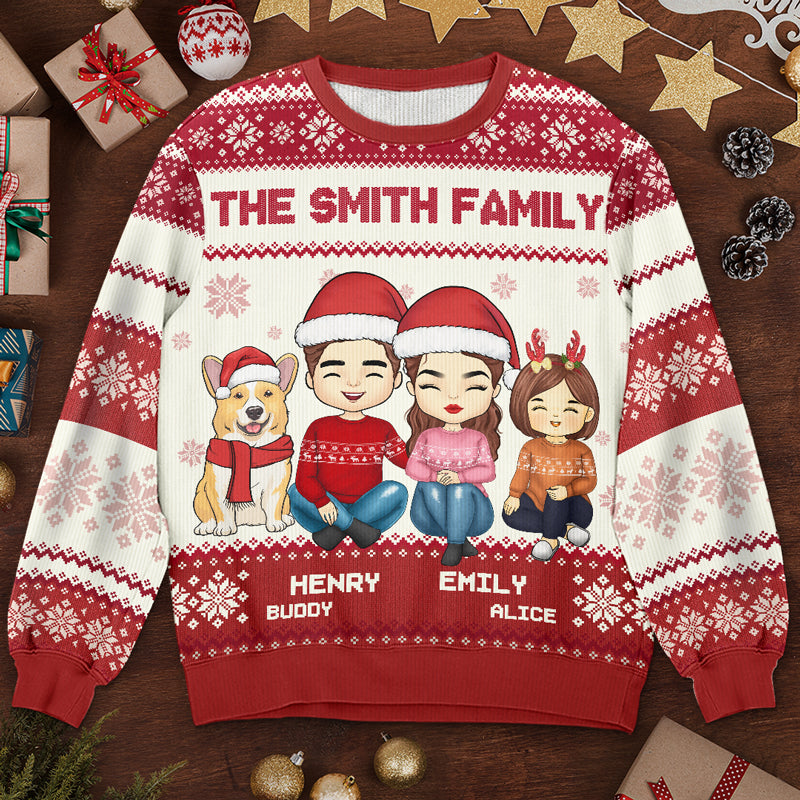 At Christmas All Roads Lead Home - Family Personalized Custom Ugly Sweatshirt - Unisex Wool Jumper - Christmas Gift For Family
