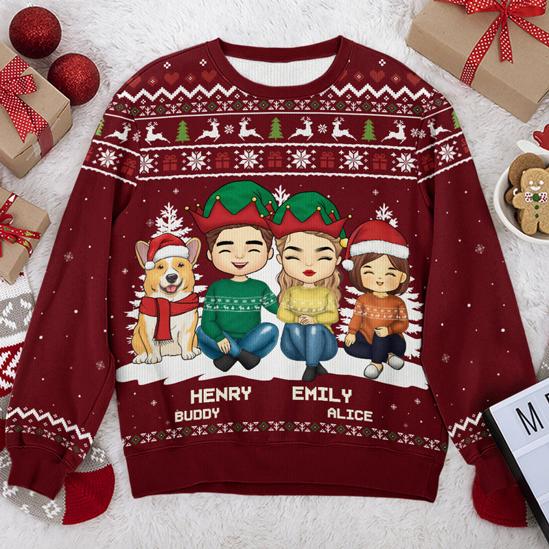 Christmas Is A Time For Family - Family Personalized Custom Ugly Sweatshirt - Unisex Wool Jumper - Christmas Gift For Family