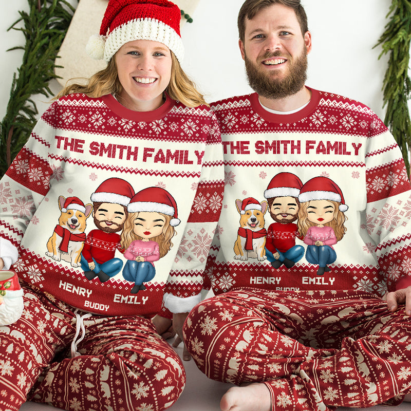At Christmas All Roads Lead Home - Family Personalized Custom Ugly Sweatshirt - Unisex Wool Jumper - Christmas Gift For Family