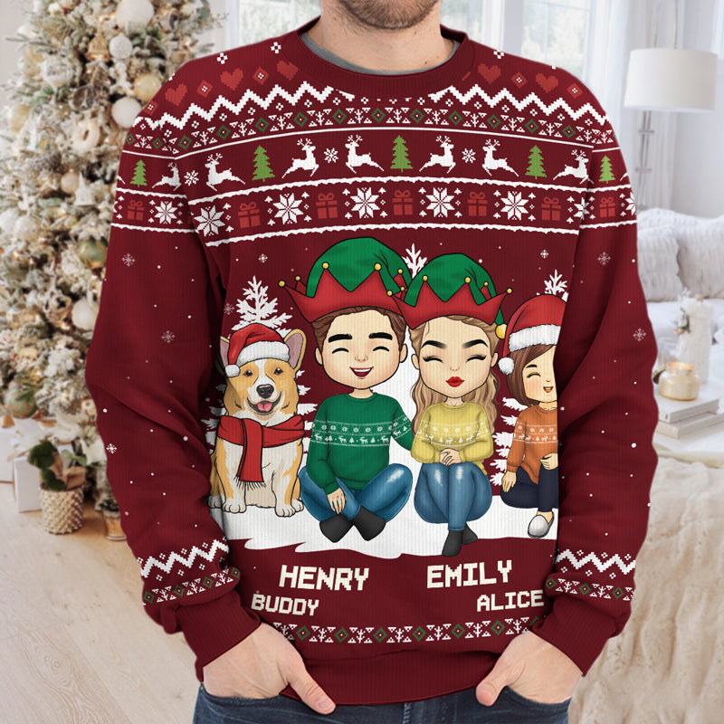 Christmas Is A Time For Family - Family Personalized Custom Ugly Sweatshirt - Unisex Wool Jumper - Christmas Gift For Family