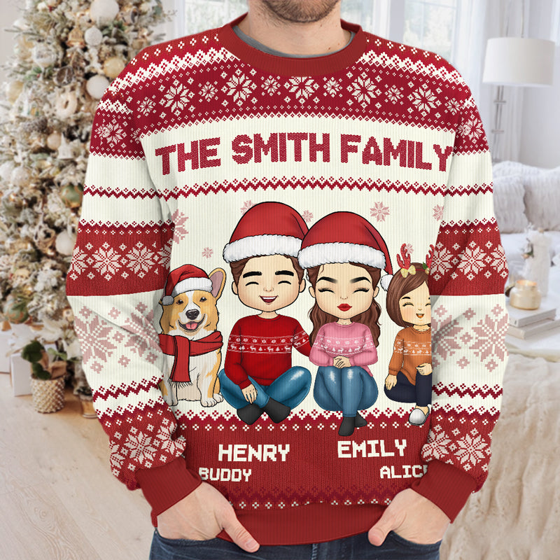 At Christmas All Roads Lead Home - Family Personalized Custom Ugly Sweatshirt - Unisex Wool Jumper - Christmas Gift For Family