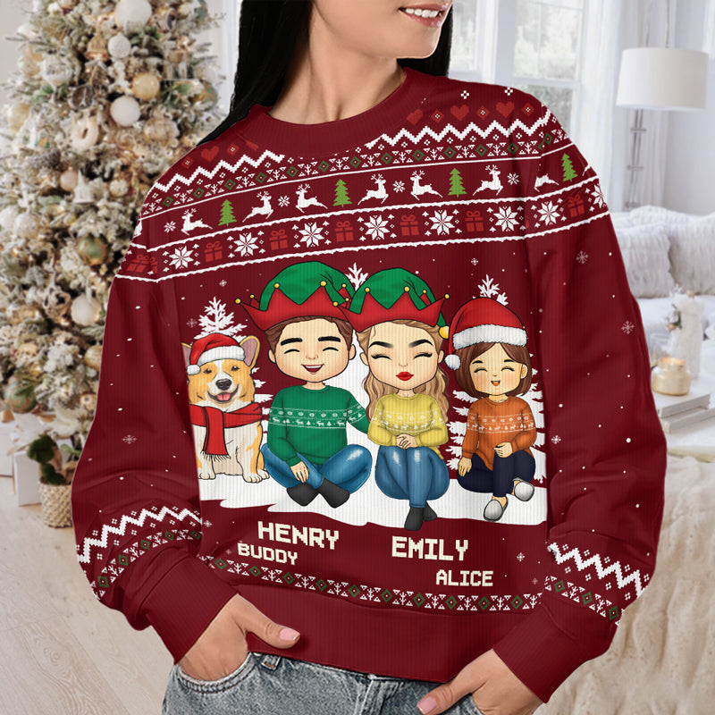 Christmas Is A Time For Family - Family Personalized Custom Ugly Sweatshirt - Unisex Wool Jumper - Christmas Gift For Family