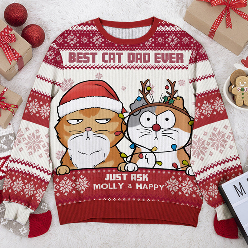 Best Cat Mum Ever - Cat Personalized Custom Ugly Sweatshirt - Unisex Wool Jumper - Christmas Gift For Cat Lovers