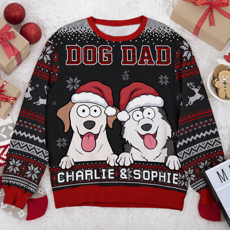 Best Dog Dad Ever - Dog Personalized Custom Ugly Sweatshirt - Unisex Wool Jumper - Christmas Gift For Dog Dads, Dog Lovers