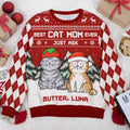 Best Cat Dad Ever Just Ask - Cat Personalized Custom Ugly Sweatshirt - Unisex Wool Jumper - Christmas Gift For Cat Lovers, Pet Owners