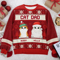 Cat Mom Cat Dad - Personalized Custom Unisex Ugly Christmas Sweatshirt, Wool Sweatshirt, All-Over-Print Sweatshirt - Gift For Cat Dad, Cat Lovers, Christmas New Arrival Gift