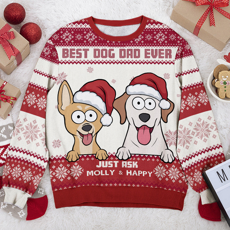 Best Dog Mum Ever - Dog Personalized Custom Ugly Sweatshirt - Unisex Wool Jumper - Christmas Gift For Dad, Dog Lovers