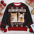 Custom Photo Born To Be A Cat Dad - Cat Personalized Custom Ugly Sweatshirt - Unisex Wool Jumper - Christmas Gift For Mom, Cat Lovers