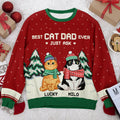 Best Cat Mom & Cat Dad Ever - Personalized Custom Unisex Ugly Christmas Sweatshirt, Wool Sweatshirt, All-Over-Print Sweatshirt - Gift For Cat Dads, Cat Lovers