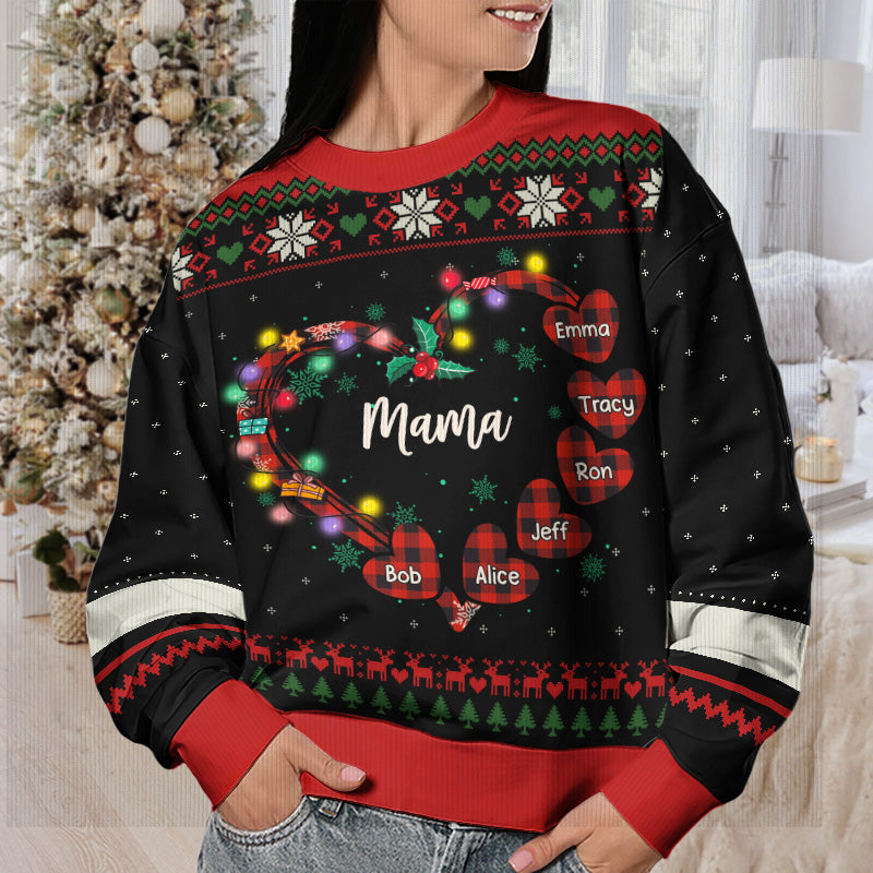 A Grandma's Love Is The Heartwarming Glue That Holds Generations Together - Family Personalized Custom Ugly Sweatshirt - Unisex Wool Jumper - Christmas Gift For Grandma