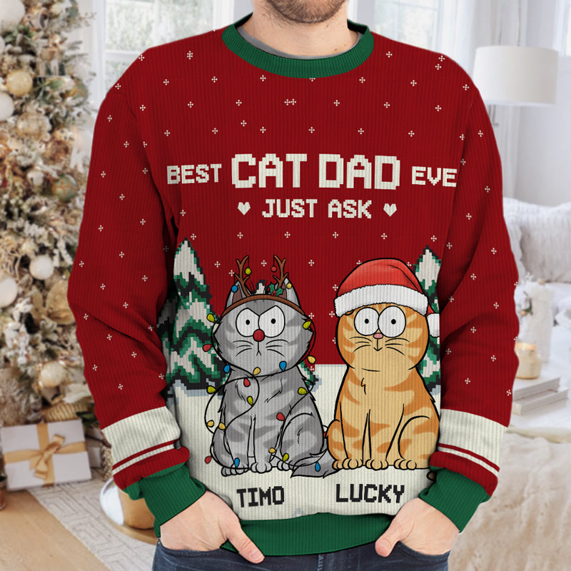 Best Cat Mom Ever - Cat Personalized Custom Ugly Sweatshirt - Unisex Wool Jumper - Christmas Gift For Cat Dads, Cat Lovers