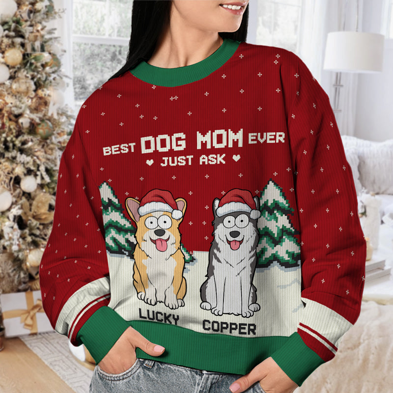 Best Dog Mom Ever - Dog Personalized Custom Ugly Sweatshirt - Unisex Wool Jumper - Christmas Gift For Dog Dads, Dog Lovers