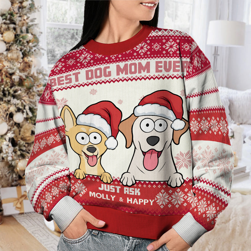 Best Dog Mum Ever - Dog Personalized Custom Ugly Sweatshirt - Unisex Wool Jumper - Christmas Gift For Dad, Dog Lovers
