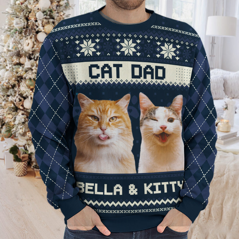 Custom Photo Home Is Where My Cat Is - Cat Personalized Custom Ugly Sweatshirt - Unisex Wool Jumper - Christmas Gift For Cat Moms, Cat Lovers