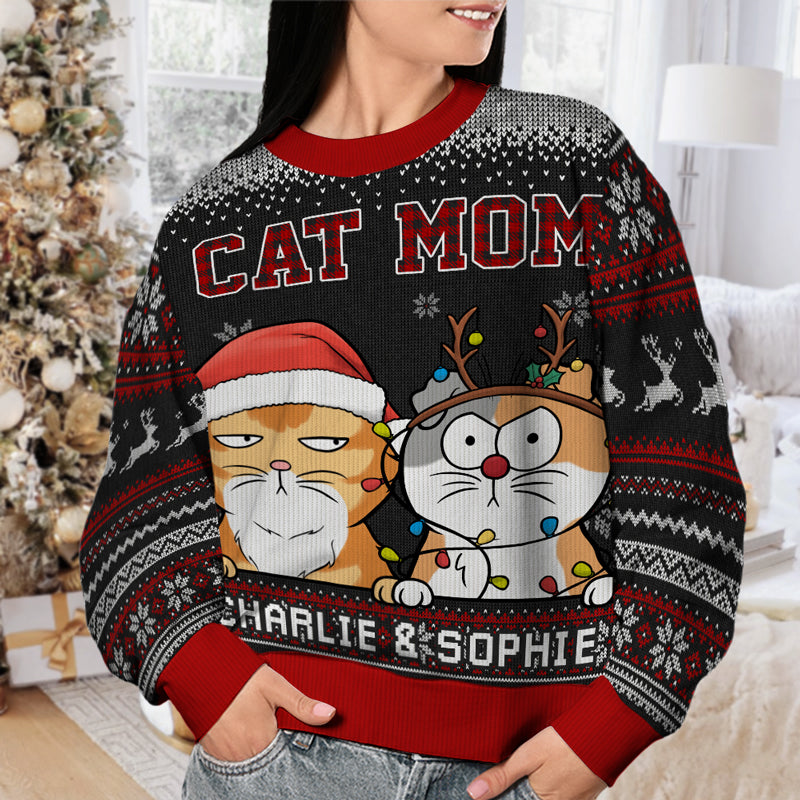 Best Cat Dad Ever - Cat Personalized Custom Ugly Sweatshirt - Unisex Wool Jumper - Christmas Gift For Dad, Cat Lovers