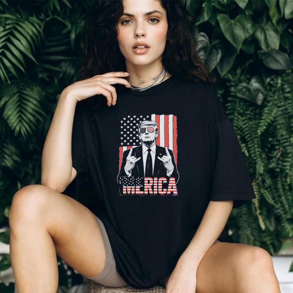Trumpmerica Donald Trump USA Flag Sunglasses Rock On shirt