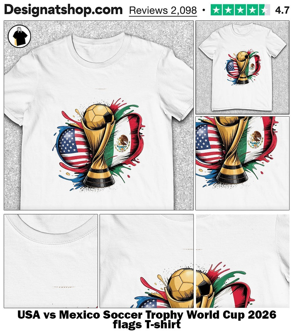 USA vs Mexico Soccer Trophy World Cup 2026 flags shirt