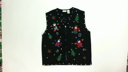 Plaid Snowpeople-Small Christmas Sweater