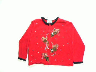 Romping Reindeer Lights-Medium Christmas Sweater