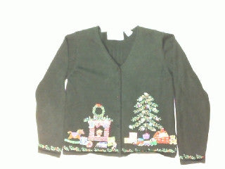 Stockings By The Fireplace-X Small Christmas Sweater