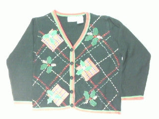 Holly In Plaid-Medium Christmas Sweater