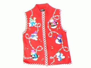 Swirling Ribbon Snowmen-X Small Christmas Sweater
